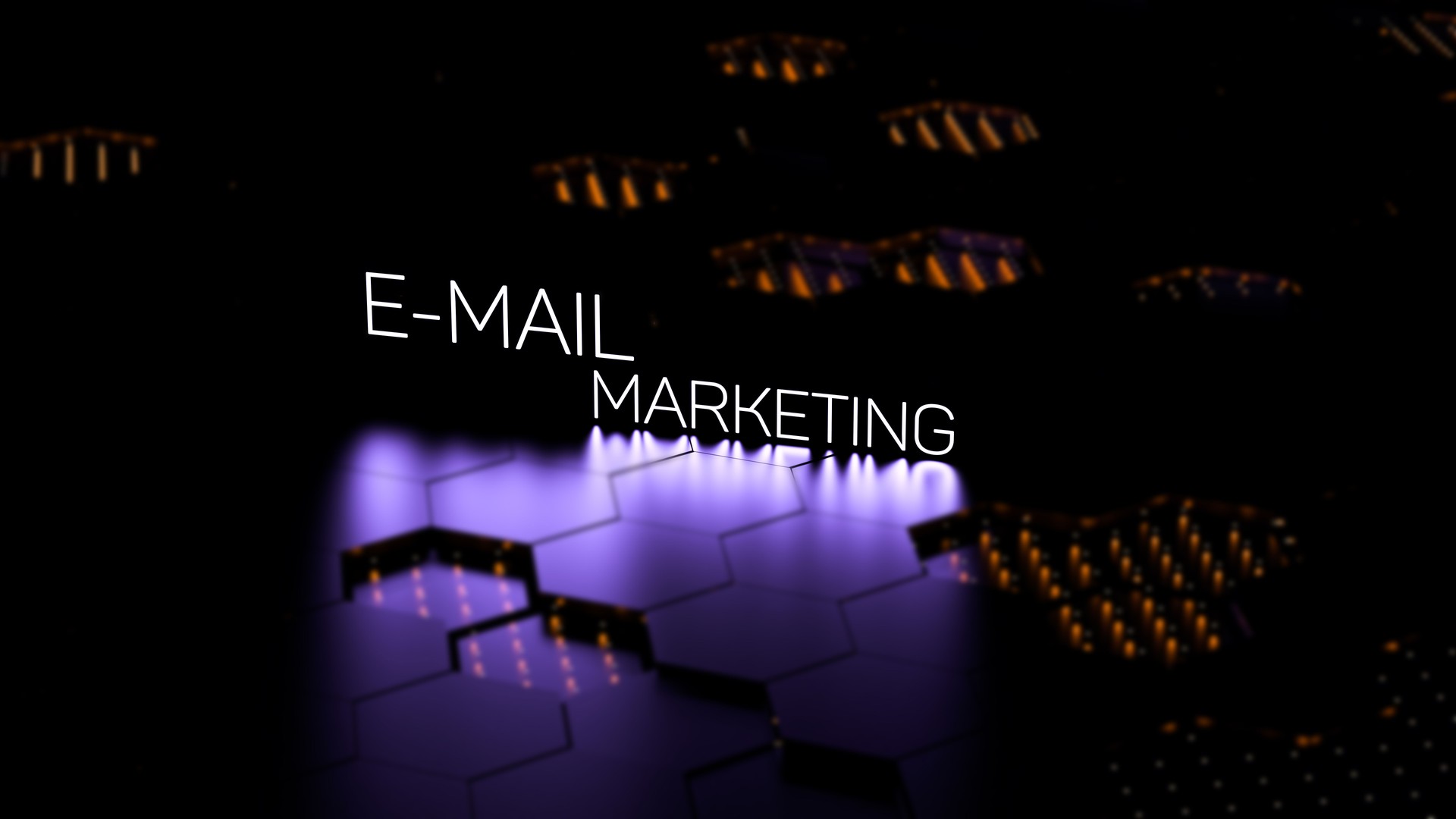 E-MAIL MARKETING, text, luminous lettering, acronym on digital background in blur. Email marketing,business concept.3D render